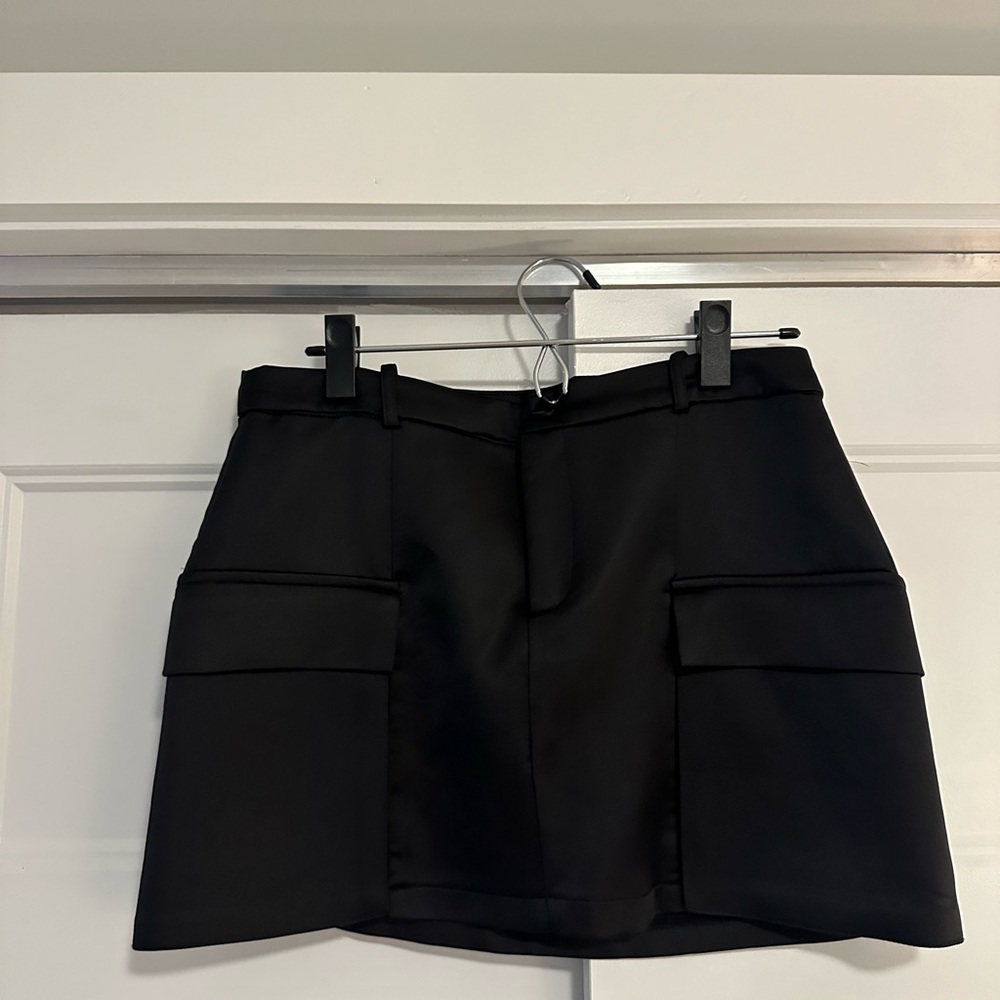 Zara Black Satin Mini Skirt